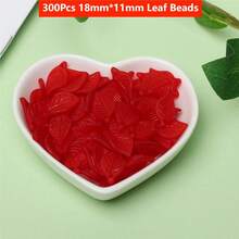 300Pcs 18*11mm Candy Color Acrylic DIY Jewelry Making Frosting Leaf Mini Pendant Jewelry Accessories - 300個18x11毫米樹葉珠 - 查看 16