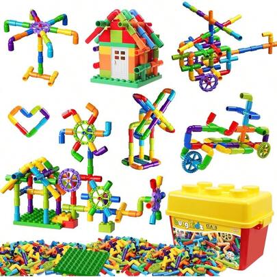 Burgkidz STEM Learning Pipe Tube Construction Building Blocks Sensory Toys With Wheels Baseplate For All Ages Boys Girls 188 PcsAn Excellent Tool For Introducing Space Science