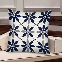 TOPSSCTR Set de 4 fețe de pernă cu imprimeu floral albastru - floarea-soarelui, margarete și flori geometrice pentru decor modern al casei, 45 x 45 cm, huse de pernă pătrate din poliester moale, confortabile, lavabile la mașină, cu închidere cu fermoar, perfecte pentru decorul canapelei în sufragerie, decorul dormitorului, fără miez de pernă - Multicolor - Vizualizare 11