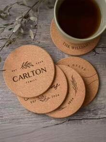 1pc/10pcs/30pcs/50pcs Custom Cork Coaster Set, Guest Wedding Favor, Engraved Coaster, Bridal Gift, Mother's Christmas Gift, Personalized Gift, Home Essential - Multicolor - View 2