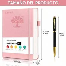 Cuaderno de Notas Personalizado con 300 PGinas Para Escribir, Cuaderno para Notas A5 Con Rayas Gruesas y Papel De 80 GSM, Diario para Mujeres y Hombres, 5. 8.4 inch, Color Negro - Rosa - Ver 2