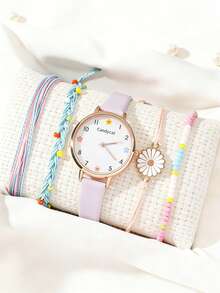 5pcs/Set Elegant, Mysterious, Sweet, Dreamy Multi-Dial Quartz Watches, Versatile For Teenagers, /Year-End /Birthday Gift/Holiday Gift - Gold - View 1