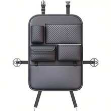 Premium Car Seat Back Storage Bag - Extra Large Capacity PU Material Mesh Design | Durable, Anti-Stain, Easy To Install, Keeps Your Car Clean - Black - View 11