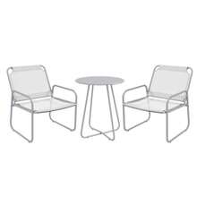 Outsunny 3-Piece Bistro Set, Balcony Furniture Set With 1 Table And 2 Chairs, Garden Seating Group For Garden And Patio, Mesh, Light Grey