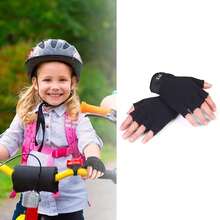 Guantes de Poliéster con Medio Dedo, Guantes Transpirables para Niños con Correa Ajustable para Ciclismo, Montañismo, Senderismo - 1 - Ver 3