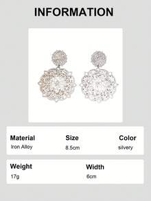 2件套夸张欧美镂空花朵金属吊坠耳环，适合作为女士礼物和时尚情人节礼物