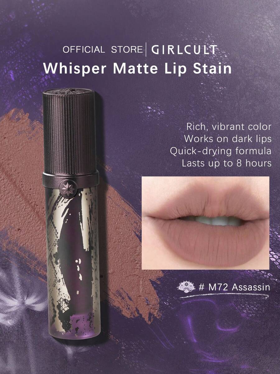 GIRLCULT Love Whisper Matte Lip Gloss, M72 Assassin | Ruby Glow | Berry Nebula | Holographic Shimmer | Celestial Sparkle | Smudge-Proof Blend | Iridescent Veil | 3.8ml/0.13 Fl.Oz - Sát thủ M72 - Xem 1