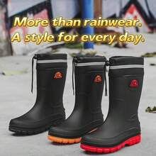 1 Pair Winter Thermal Lined Rain Boots - Warm, Non-Slip, High-Quality PVC Material, Great Value, Christmas Gift, Fashionable, Easy To Clean, Unisex, Men, Women
