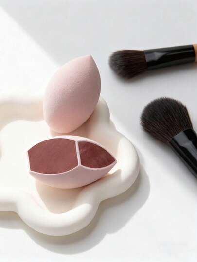 1/2pcs New Ultra Soft And Dry Wet Dual-Use Makeup Fingerprint Beauty Egg Powder Powder, Powder Free Makeup Sponge Egg Tool