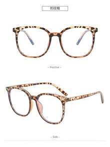1pc Retro Leopard Print Round Women's Eyeglasses, Transparent Glasses, Phone Accessories, Made Of PC Material, Lightweight And Comfortable, Y2K Style, Suitable For Daily Casual Wear, Office, Commuting, Phone, Computer, Gaming - Multicolor - View 5