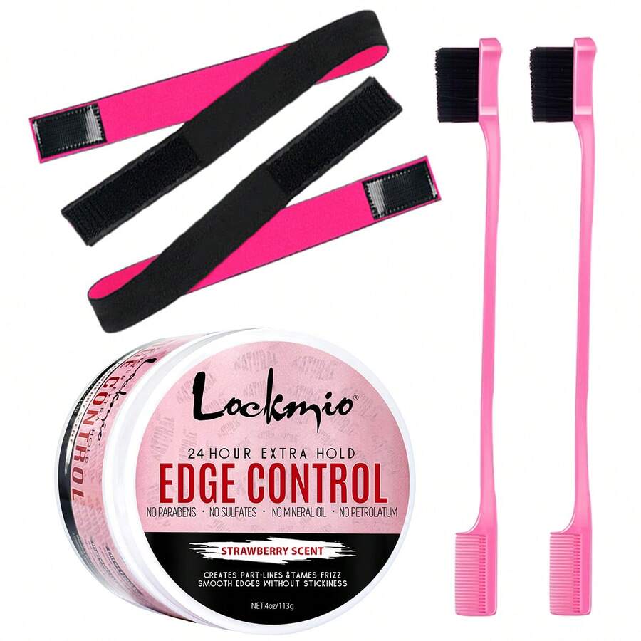 LOCKMIO 113g Women's Styling Gel, Long-Lasting Hold, Natural Ingredients, Frizz Control, Includes Hair Band And Brush - L-113g-edge-control-gel-5pcs - View 1