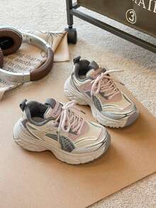 Girls' Sports Shoes, 2025 Autumn New Soft Bottom Chunky Sneakers, Children's Running Shoes, Big Kids Girls Shoes