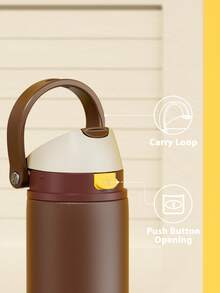 Meoky 24oz Vacuum Insulated Water Bottle with 2-in-1 Straw and Spout Lid, Insulated Cup, Keep Cold 24H, Leak-Proof, Fits in Car Cup Holder, Stainless Steel Tumbler for Sports, Travel, and School - 棕色 - 查看 4