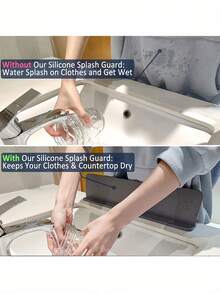 Silicone Splash Guard With Suction Cup, Anti-Slip Kitchen Sink Splash Baffle, Suitable For Bathroom Bathtub, Essential Accessory For Kitchen, Bathroom, And Countertops