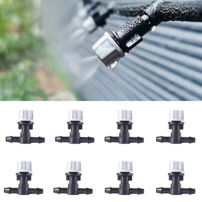 50 goteros de riego con micropulverización, boquilla de atomización integrada de tres vías, kit de sistema de riego por goteo para jardín, invernadero, kit de piezas para tubos de riego de 1/4 pulgadas