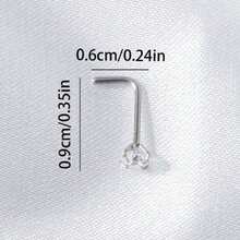 1pc Mini Heart L-Shaped Nose Stud - Cute Bohemian Zinc Alloy Nose Piercing Jewelry, Small & Durable Design For Parties, Music Festivals, Casual Attire - Women's Fashion Accessories, Nose Jewelry, Party Accessories, Stylish Accessory, Sleek Finish, Festival Goers, Hypoallergenic Jewelry, Adults - 彩色 - 查看 6