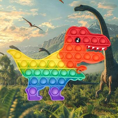 Regenbogen Dinosaurier Luftpolsterfolie Stressabbau Spielzeug, Fidget Spielzeug, modisches Bubble Pop Spielzeug für Erwachsene und Kinder, Partyspiel Dekor Geschenk für Weihnachten, Halloween, Entspannungsspielzeug, Spaß zum Drücken und modisches Spiel für Kinder und Erwachsene
