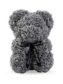 1只25厘米浪漫玫瑰泰迪熊，玫瑰毛绒熊，花朵泰迪熊，适合作为生日、周年纪念日或情人节礼物送给妈妈、朋友，也适合作为毕业或周年纪念礼物。