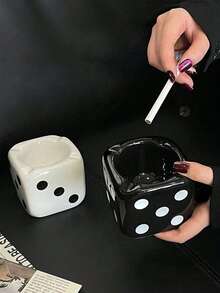Ceramic Dice Ashtray, Suitable For Home And Outdoor Use, Novel And Unique, Can Be Used As A Cigarette Ashtray, Portable Ashtray, Applicable For Car And Dining Table - Multicolor - View 9