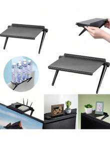 1个可调节电视/显示器顶层置物架，展示收纳架，适用于电视、路由器、机顶盒、电脑显示器、小物件收纳，安装简便，无需钻孔，桌面整洁，节省空间，适用于家庭、办公室、直播等场景，提升生活品质 - 彩色 - 查看 2