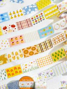 1 Roll Die-Cut Washi Tape For Scrapbooking DIY Decoration, Soft Candy Sweet Poetry . Cloud Series, Suitable For Gifts, Office, Home, Marking, Labeling, Classroom, Entertainment Toys, Student Planner Creative Retro Decoration Stickers - Multicolor - View 11