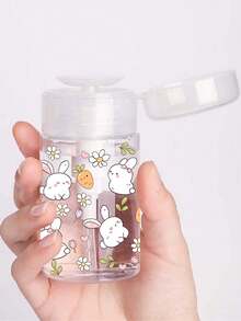 Pink Easter Gift Rabbit Pattern Refillable PET Travel Bottle, Easter Bunny Pattern Makeup Remover Refillable Bottle With 3.38oz/6.76oz Portable Pump Head, Suitable For Nail Polish Remover, Toner And Makeup Remover, Dome Design, Hand Wash, Reusable, Makeup Remover Bottle (Manual Measurement, Normal Error 2cm, Milliliter Data Accurate) - Multicolor - View 4