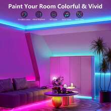 WIFI RGB LED灯条 5050 蓝牙 APP 控制 LED 柔性二极管装饰灯，适用于节日派对、电视、书桌、卧室等场合。 - 多色光 - 查看 5