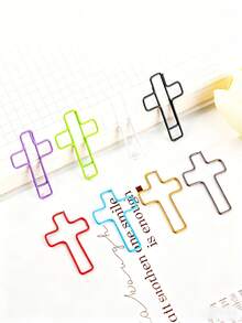 10/20/30/40/50pcs Cross-Shaped Metal Coated Paperclips - Premium Folder, Bookmark, And Document Organizing Office Supplies, Available In Multiple Colors, Suitable For Offices, Schools, Learning Environments, Etc. - Multicolor - View 4