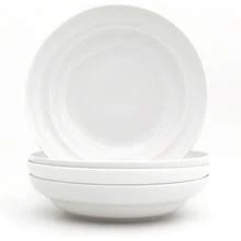 Colección de porcelana blanca esencial, juego de  cuencos para pasta, diseño de borde invertido, clásico - Blanco Clásico - Ver 1