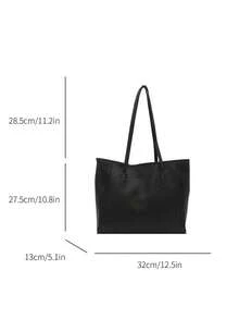 Casual Large Capacity Tote Bag For Women, New Fashion Versatile Shoulder Handbag For Commuting - Black - View 2