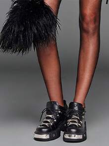 Women's Y2K Goth Platform Ankle Boots Punk Metal Round Toe Chunky Heel Rock Combat Shoes Fashion Lace Up Motorcycle Riding Biker Booties For Woman - Black - View 2