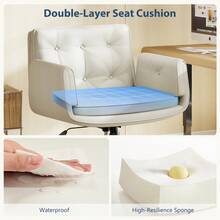 Fumahome Oversize Criss Cross Home Office Desk Chair With 5-Position Adjustable Arms Swivel Office Chair With Wheels Pet-Friendly Pu Leather Vanity Chair Modern Accent Chair With Wide Cusion Comfortable Desk Chair For Home Office Restroom - Milky White - View 6