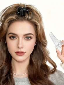 2个装女士黑白新款免加热蓬松发夹，无缝造型夹，时尚美发工具，蓬松发夹，适合日常发型设计，美发套装，美发工具套装