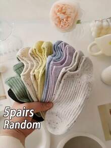 5/10 Pairs Fashion Women's Socks, Random Color, Soft And Comfortable Boat Socks, Machine Washable And Hand Washable - Multicolor - View 7