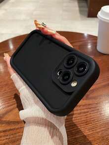 Minimalist Thick Anti-Drop Black Phone Case Compatible With IPhone 17 Pro Max/17 Pro/17 Air/17/16 Pro Max/16/16 Pro/16 Plus/16E/15/15 Plus/15 Pro/15 Pro Max/11/12/13/14 Pro Max/11 Pro Max/12 Pro/12 Pro Max/13 Pro/13 Pro Max/14 Pro/14 Pro Max, TPU Soft Phone Case - Black - View 4