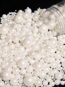 85g/3oz Chispas Blancas para Decoración de Pasteles, Cuentas Redondas de Tamaño Mixto para Decoración de Horneado, Adecuadas para Decoración de Pasteles de Boda, Decoración de Fiestas, Helados, Cupcakes, Galletas Horneadas, Decoración de Pasteles de Cumpleaños para Fiestas de Cumpleaños, Solo para Decoración - Multicolor - Ver 4