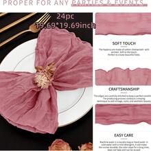 6/12/18/24/30pcs Set Sage Green Cheesecloth Napkins, Multi-Color Options Cheesecloth Napkins, Bali Cheesecloth Napkins, Rustic Boho Lavender Napkins, Suitable For Family Dinner, Restaurant, Wedding, Party, Dining Table Decor - Multicolor - View 30