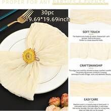 6/12/18/24/30pcs Set Sage Green Cheesecloth Napkins, Multi-Color Options Cheesecloth Napkins, Bali Cheesecloth Napkins, Rustic Boho Lavender Napkins, Suitable For Family Dinner, Restaurant, Wedding, Party, Dining Table Decor - Multicolor - View 41