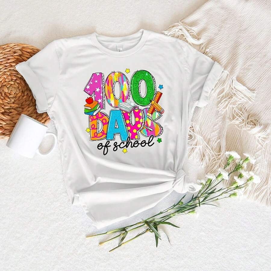Camiseta de 100 días de clases, camiseta de 100 días de clases, sudadera de 100 días de clases, camiseta de 100 días para maestros, regalo de agradecimiento para maestros - Blanco - Ver 1