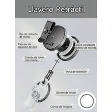 2 Piezas Llavero Retrctil, Yoyo para Gafete con Clip de Metal, Clip Retrctil para Tarjetas de Identificacin, Carrete retrctil con de 23.5 Pulgadas, Porta Llaves retractil Redondo - Circular - Ver 4