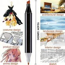 40/60/80/100/168 Colori Pennarelli a Base di Alcool, Pennarelli Permanenti Professionali a Doppia Punta, Adatti per Adulti e Bambini, Set di Pennarelli per Schizzi a Base di Alcool, Forniture per l'Arte, Essenziali per il Ritorno a Scuola - Multicolore - Visualizzare 11