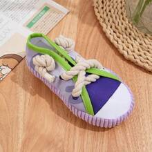 1 pieza Juguete para masticar de perro con forma de zapatilla deportiva, satisface todas las necesidades de juego con nudos de cuerda y pelota chillona - Hecho de tela Oxford duradera, adecuado para perros de 8 a 25 libras. - Multicolor - Ver 6