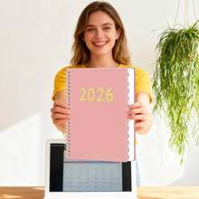 Planificador de Calendario para 2026 - Agenda De Planificacin De 12 Meses Con Encuadernacin En Espiral Planificador Diario 2026 - Para El Trabajo Acadmico Estudiantes Profesores Familia Hogar Col - Rosa - Ver 2