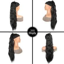 女士合成长波浪卷发接发片，夹式马尾辫，黑色/金色可选，耐热纤维 - 彩色 - 查看 7