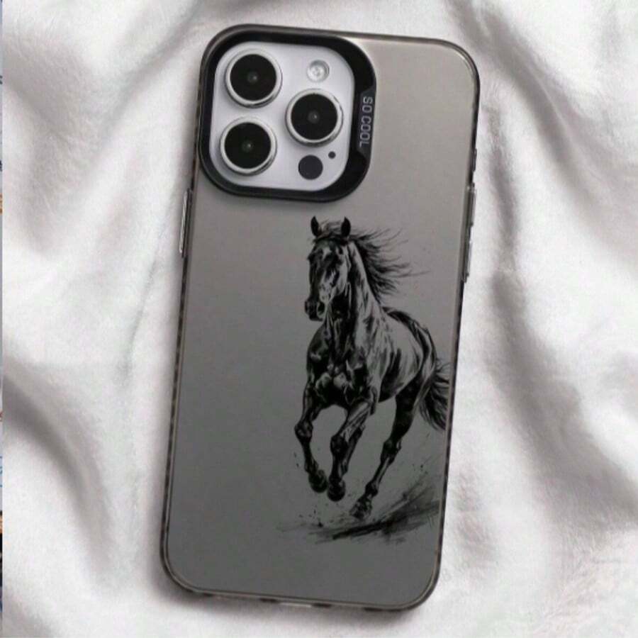 1pc Fashionable Premium Horse Pattern Phone Case Compatible With IPhone 17 Pro Max/16 Pro Max/15/14/13/12, Phone Protective Cover - Multicolor - View 1