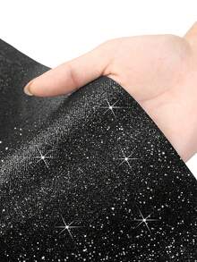 1件装亮片黑色地毯，婚礼走道地毯，婚礼装饰亮片地毯，节日生日派对仪式装饰走道地毯，活动舞台背景装饰仪式配件地毯 - 黑色 - 查看 9