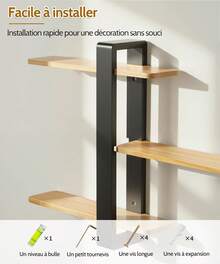 Modern 3-Tier Floating Shelf Black - Adjustable Large Wall Shelf 50x58cm, Multi-Functional Organizer For Living Room, Bedroom, Kitchen & Office - Apricot - View 7