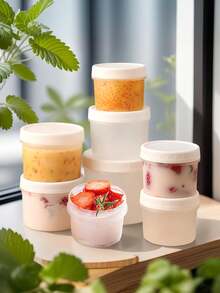 1/10pcs Small Food Containers, Reusable With Screw Lid - Plastic Freezer Storage Jars Suitable For Juice Pudding Cups, Ice Cream Bowls. Perfect For Preserving Jelly Desserts, Salads, Jams, Butter, Soups And Leftovers|Perfect Bento Box - Multicolor - View 4