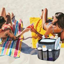 Bolsa de Ducha, Organizador de Malla Porttil, 8 Compartimentos, Rojo Marron - Rojo Marron - Ver 6