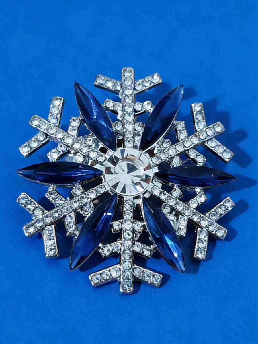 1pc Elegant & Fashionable Women's Snowflake Brooch, Luxury High-End Crystal Rhinestone Chest Flower Brooch Pin Accessory